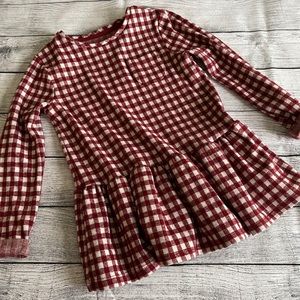 Burgundy Gingham Long Sleeve Tunic
